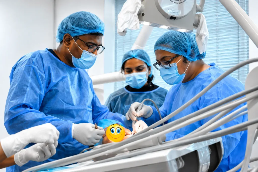 Dental specialists performing a successful All-on-Six same day implant surgery at Crossroads Dental Clinic in Dubai using advanced implant dentistry techniques and modern dental technology.