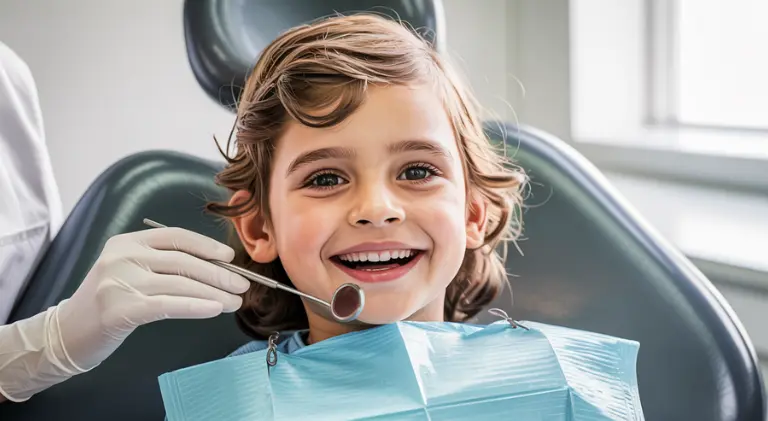 Smiling child receiving pediatric dental care at Crossroads Dental Clinic, Sheikh Zayed Road and Deira Dubai