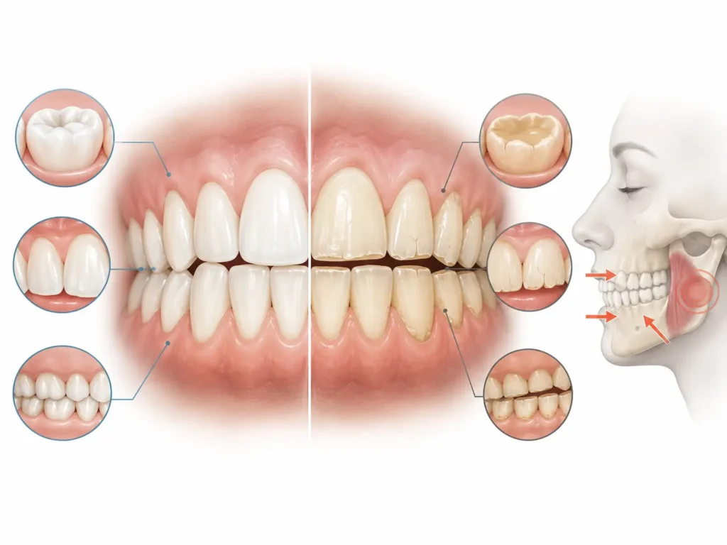 Stress and oral health issue showing teeth grinding treatment in Dubai