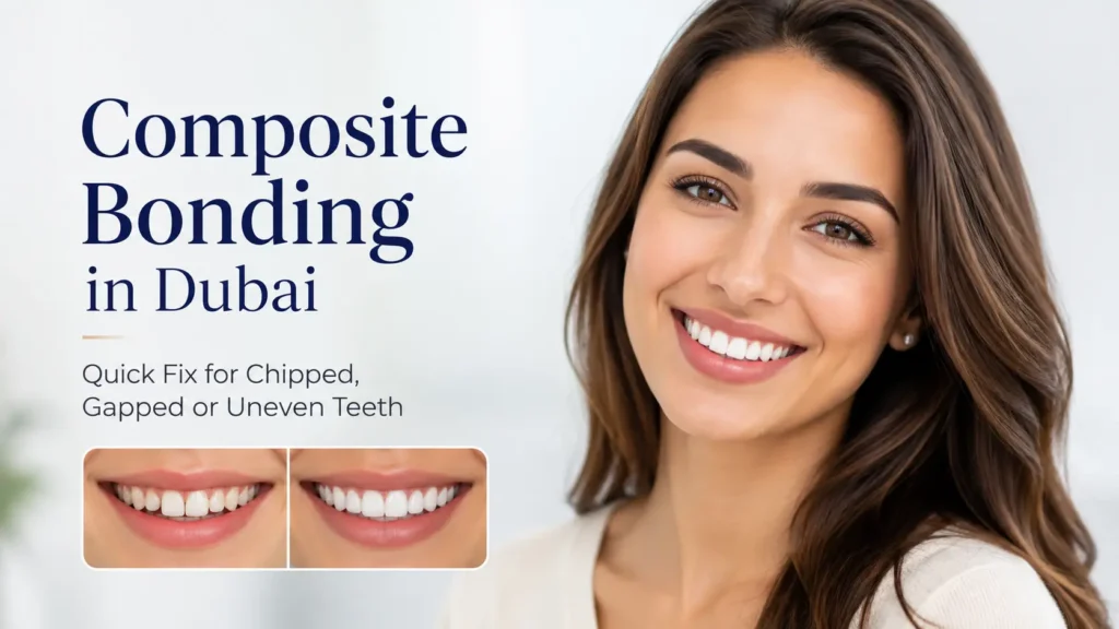 Composite bonding in Dubai for chipped, gapped or uneven front teeth
